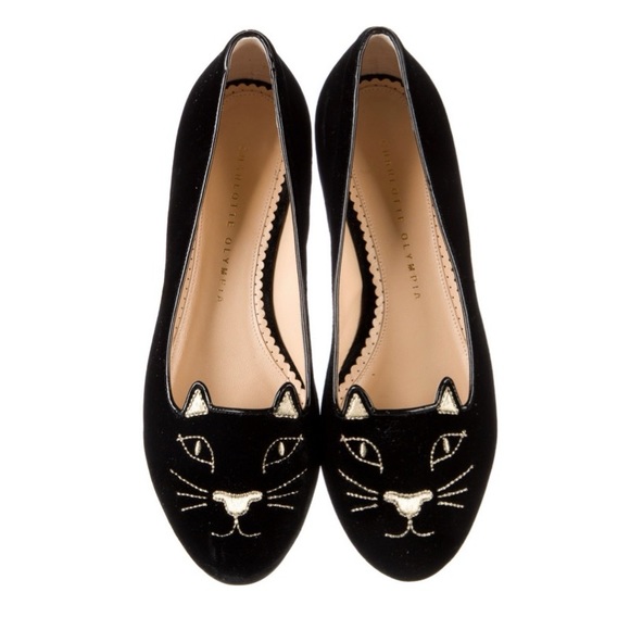 Charlotte Olympia Shoes - Charlotte Olympia Cat Suede Embroidered Loafers